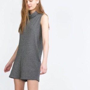 New ZARA Turtleneck, Sleeveless Jumpsuit (Shorts) Size Medium, Black And Grey